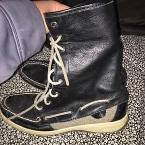 Black Leather Sperry Boots